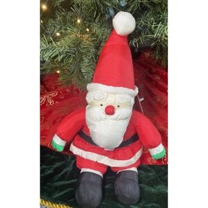 NOS 1989 Fiesta Santa Parachute Nylon Decor Sitter Christmas Stuffed Plush 12"